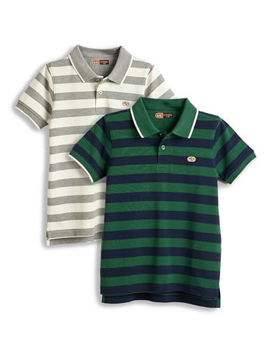 Image of Amazon Brand - Symbol Boys Cotton Rich Striped Polo Tshirt | Collar Tshirts | Half Sleeves | Regular Fit