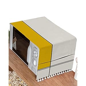 Yellow Geometric Texture Minimalism Microwave Oven Cover Dustproof Machine Protector for Refrigerator Washing Machine, 21″x51″ Decorative Kitchen Appliance Cover, Mid Century Modern