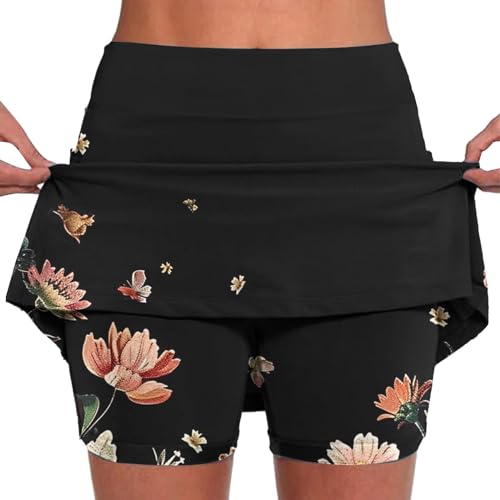 Ofertas Flash Del Dia Falda Pantalon Mujer,Talla Grande Pantalones Cortos Suaves Cintura Alta Elástica Falda Corta Moda Estampado de Floral Culottes Leggins Deportivos Mujer Cómodo Mallas Deporte