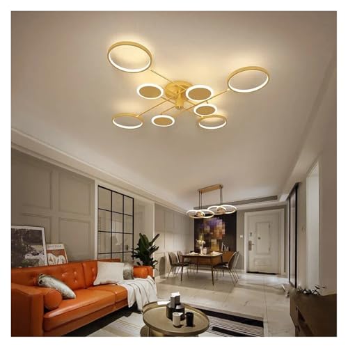 Lustre plafonnier LED moderne doré à 8 têtes et intensité variable