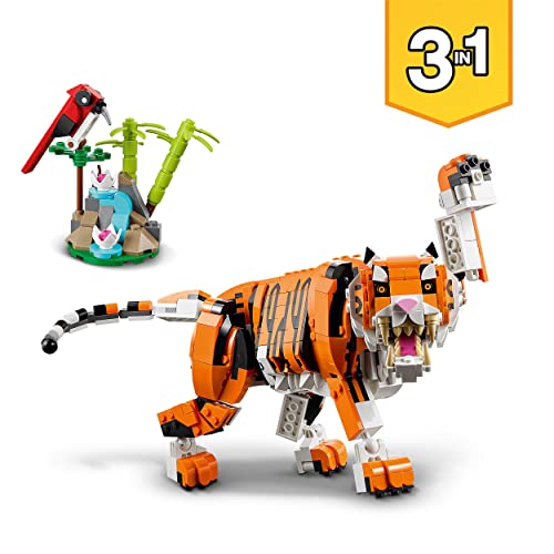 Image of LEGO Creator 3in1 Majestic Tiger 31129 Building Kit Featuring a Tiger, Red Panda and Koi Fish for Kids Aged 9+