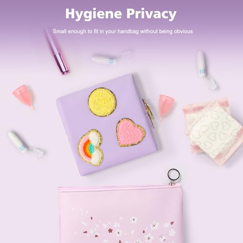 Image of airogym Period Bag for Ladies, Sanitary Napkin Storage Bag, Functional PU Leather Sanitary Pad Bags for Panty Liners, Tampons, Menstrual Cup Pouches, Sanitary Pads Organizer