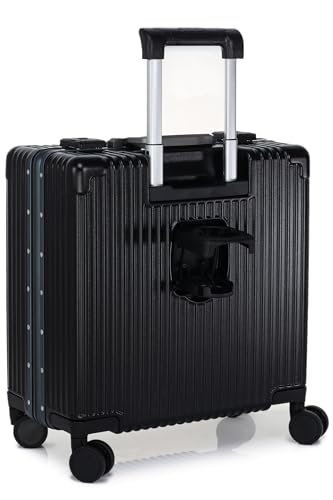 Image of Verage Luxe Celeste Pro Overnighter 48 cms Cabin Luggage Carry On Polycarbonate 8 Wheel Suitcase Laptop Trolley (Black)