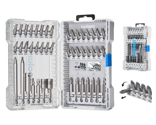 Image of toolant Complete Screwdriver Bit Set, 46-Piece S2 Steel Driver Bits Set with Storage Case - Hex, Torx, Phillips, Slotted, Square,Nut Driver- for Home DIY, Appliance Repair,Beginner-Friendly