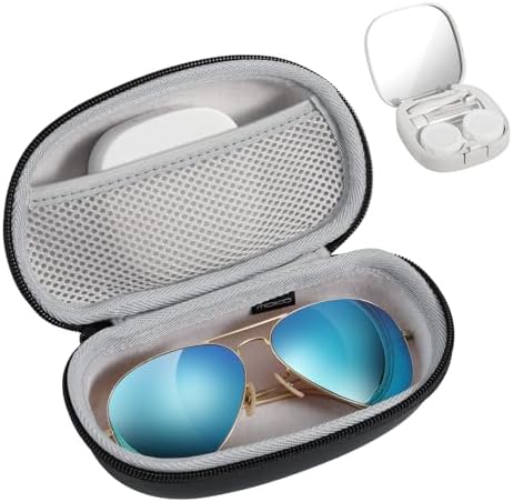 MoKo Sunglasses Case with Carabiner, Unisex PU Shockproof Protect...