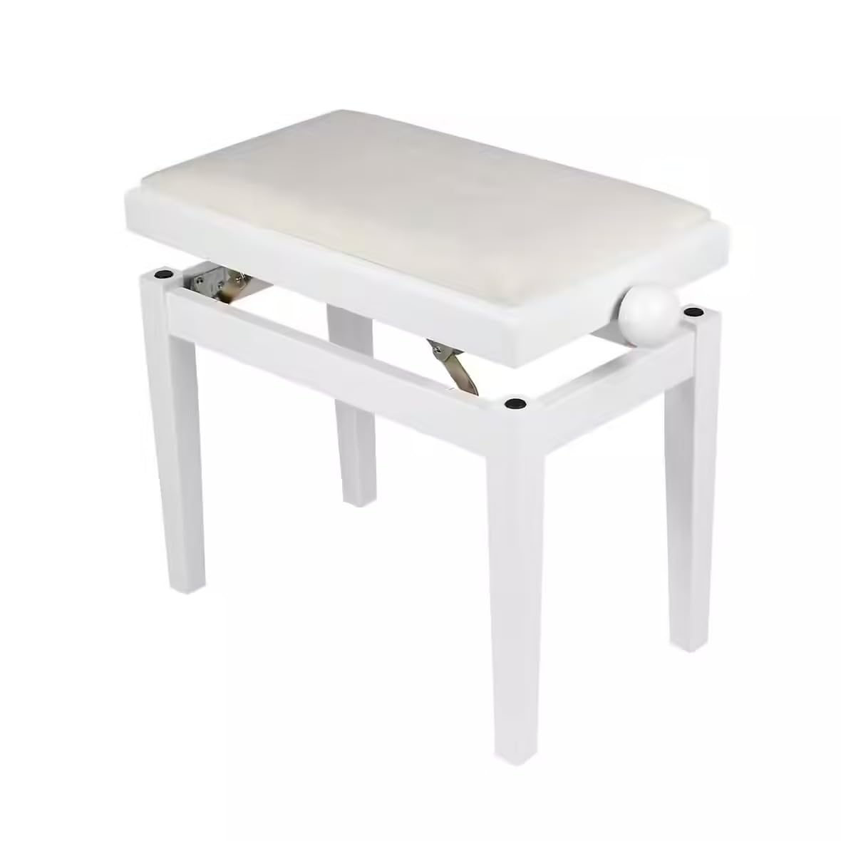 WOODBRASS KBE40 - Banqueta de piano blanco mate, regulable en altura, asiento aterciopelado, taburete teclado elegante, robusto y cómodo