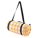 Cabilock Picknickdecke Faltbare Stranddecke Wasserdicht Campingdecke Strandmatte mit Schultergurt Picknickmatte für Outdoor Camping Picknick Reise 150X200cm