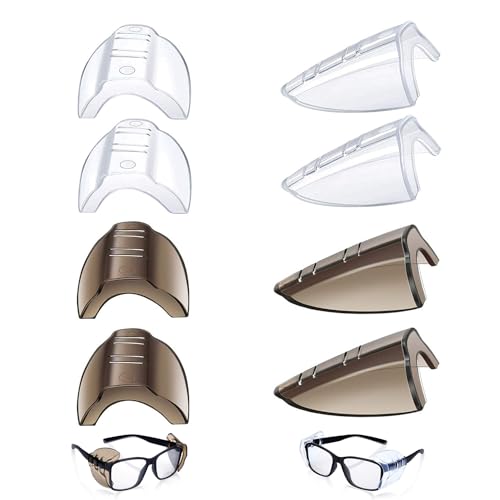 Protectores Laterales Gafas, 4 Pares Protectores Laterales de Gafas para Adapta a Anteojos Pequeños Medianos, Transparente y Negras