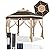 Yaheetech 13x13 Pop-up Patio Gazebo Tent W/Mesh Netting Sides & 25 Solar LED Lights, Hexagonal Double Vented 3 Height Adjustable Gazebo with Storage Bag for Backyard, Garden, Lawn, Khaki & Brown