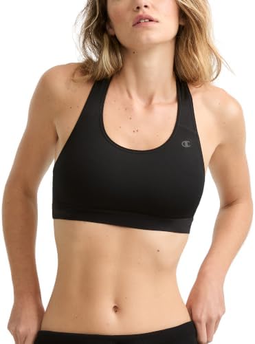 Champion Women's Sports Bra, High-Impact Compression, Moisture-Wicking Fabric, Black, X-Small