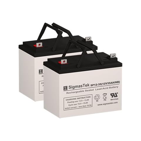 Hoveround MPV5 Wheelchair Battery Replacement Set by SigmasTek - 2 x 12 Volt 35AH Cover