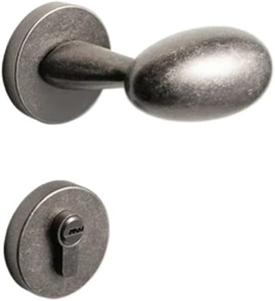 Silver Bedroom Door Lock Indoor Security Silent Lock Metal Door Handle(Anti-Silver-Magnetic)