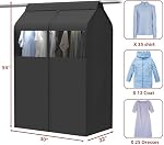 Simple Houseware Garment Covers for Clothes Rack/Closet/Hanging Clothes, Enclosed Clear Window, Dark Grey