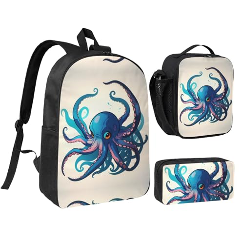 Sac à dos pieuvre 43 cm avec lunch box pour les déjeuners à l'école et sorties