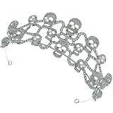 Beavorty Halloween Skull Rhinestones Tiara Gothic Queen Costume Party Hairband Horror Cosplay Headba