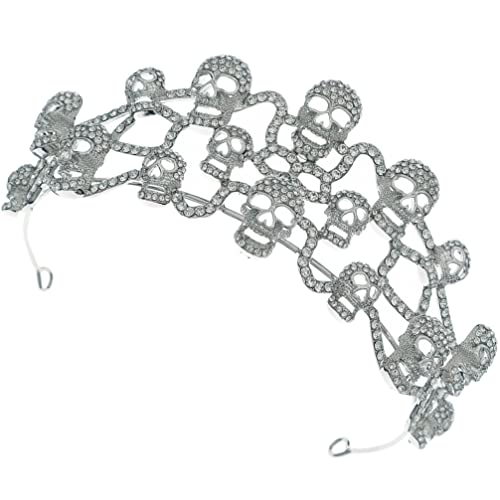 Beavorty Halloween Skull Rhinestones Tiara Gothic Queen Costume Party Hairband Horror Cosplay Headband Hair Accessories For Halloween Masquerade #TOP5