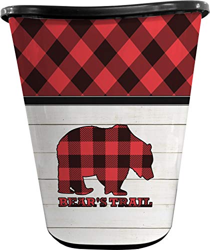 RNK Shops Personalized Lumberjack Plaid Waste Basket - Single Sided (Black)