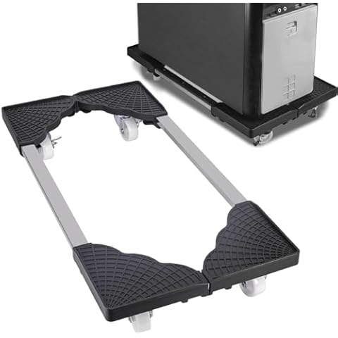 Niciksty Mobile CPU Stand, Adjustable PC Tower Stand, Computer Tower Stand With 4 Locking Caster Wheels Fits Most PC(Black) Cover
