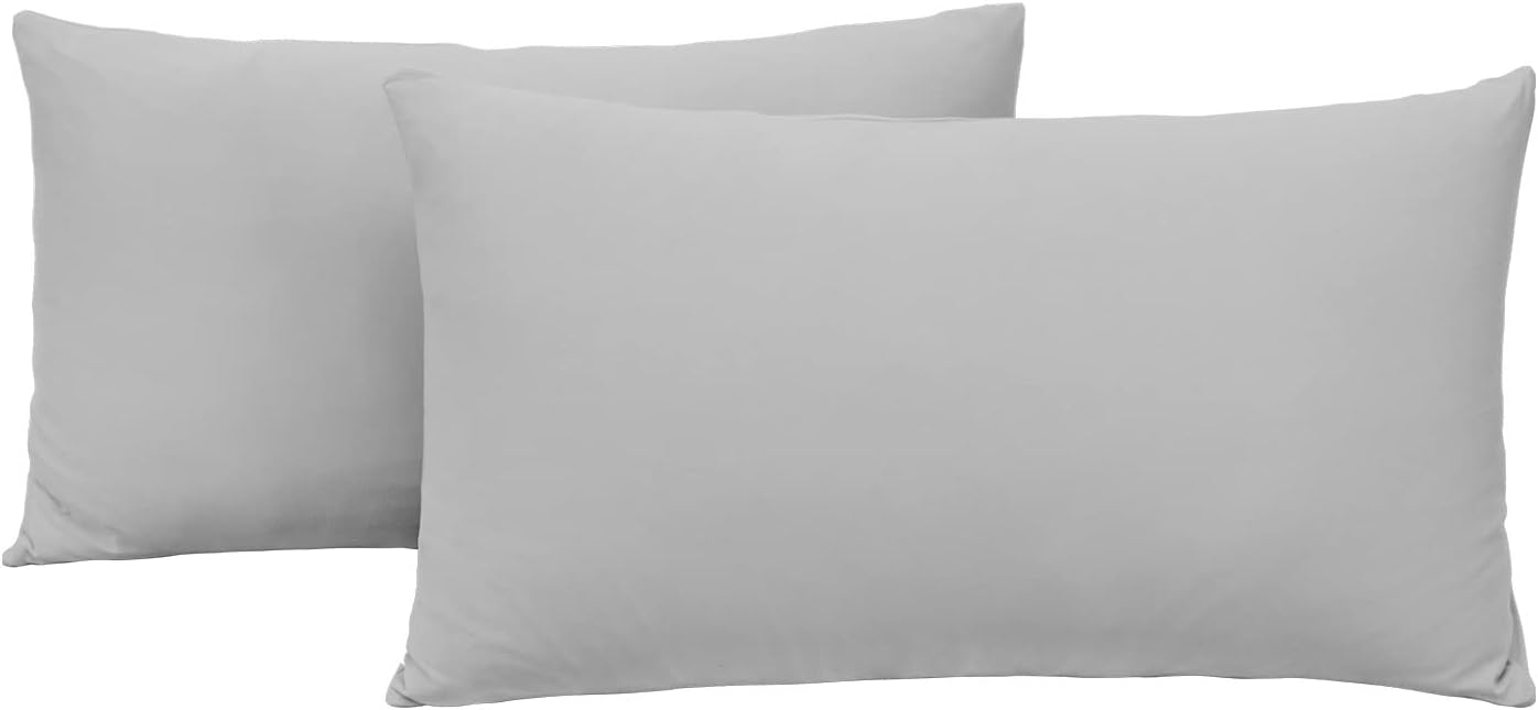 Jersey Knit Small Pillow Cases 2 Pack - Fit for 12x16, 12x20, 13x18 or 14x20 Sized Travel/Toddler Pillows, Ultra Soft Mini Envelope Microfiber Pillowcases Set of 2, Light Gray Light Gray Small