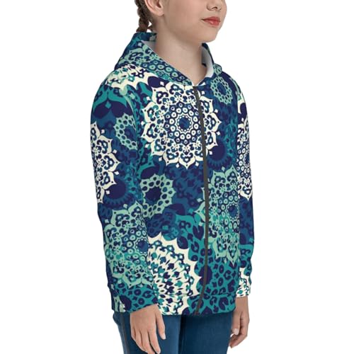 Bohemian Mandala Kids Pullover Hoodies Boys Zip Up Sweatshirts Girls Athletic Clothes with Pocket4