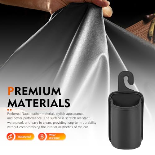 Portavasos de cuero PU para auto 2 pcs negro miniatura 3