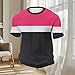 Mens Striped Waffle Knit Shirts Short Sleeve T-Shirts Comfy Business Shirt Fashion Casual Top Tee Hot Pink