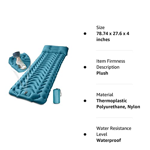 Meetpeak Camping Sleeping Mat, Inflatable Sleeping Pad Foot Press Lightweight Camping Pad For Backpacking Hiking Traveling, Durable Waterproof Air Mattress Compact Camp Pad Thickness 4 Inch #TOP6
