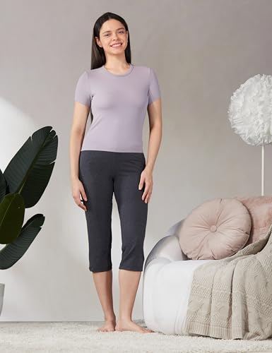 Image of Enamor Essentials E018 Stretch Cotton Lounge Capri for Women