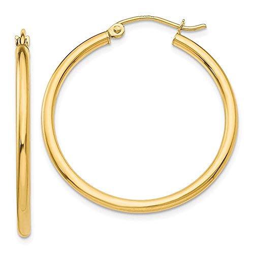 Image of 14K Gold Classic Real Hoop Earrings, (2mm Tube)