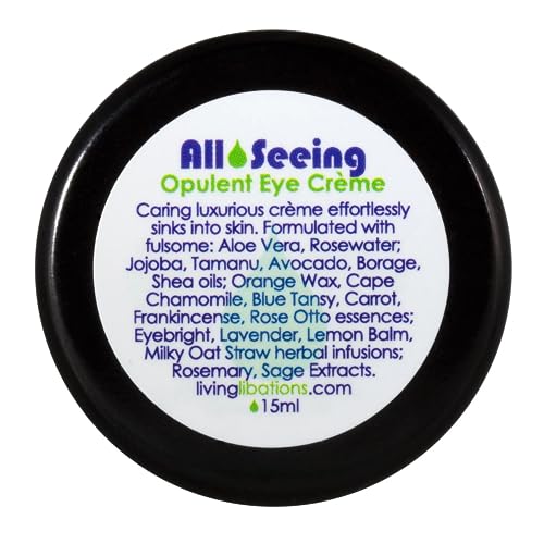 LIVING LIBATIONS - Organic All Seeing Opulent Eye Crème | Natural, Wildcrafted, Vegan Clean Beauty (0.5 fl oz | 15 mL)