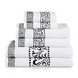 SUPERIOR Decorative Athens 6-Piece Cotton Bath Towel Set, Black