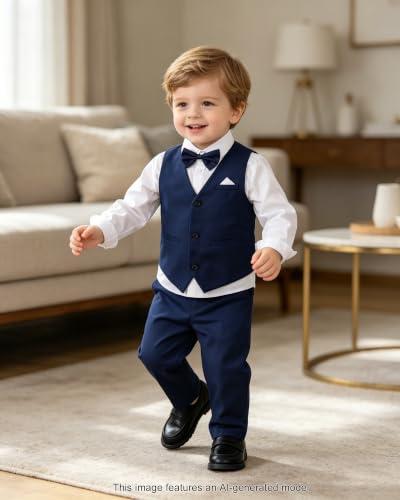 Image of SANGTREE Baby Boys Toddler Gentleman Kids Formal Outfits Long Sleeve Suit Clothing Set 3 Months - 9 Years
