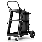 VEVOR Carrello per Saldatura a 3 Ripiani Carrello per Trasporto Saldatrice con Ruote Carico Massimo 168-181 kg Carrello per Attrezzatura di Saldatura MIG TIG ARC MMA Taglierina al Plasma da Officina