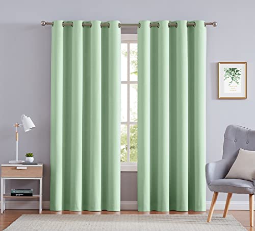 Image of Treatmentex Green Curtains for Living Room 96 inch Long Geometric Window Drapes for Bedroom Light Green 2 Panel Drapes Grommet Top