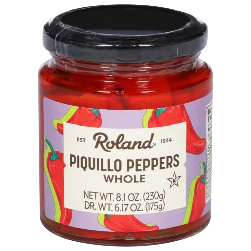 Roland Foods Whole Piquillo Peppers 8.1 Ounce Jar, Pack of 1