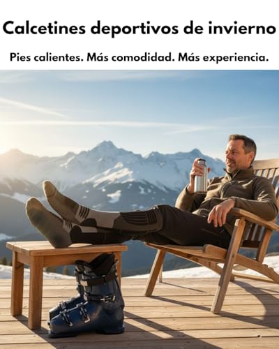 sockenkauf24 Calcetines Esquí para Hombre Lana Merino 2 Pares 43-46 Negro - imagen 2