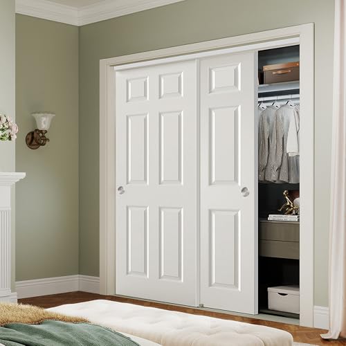 BARNSMITH 72x80 in 6-Panel Bypass Sliding Closet Door, White Primed