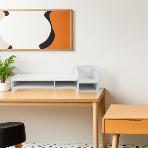 Support Écran Ordinateur Bureau Vaguelly - Réhausseur Ergonomique PVC et Rangement