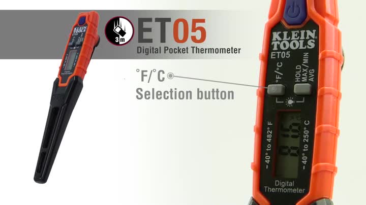 Klein Tools ET05 Digital Pocket Thermometer, HVAC Instant Read