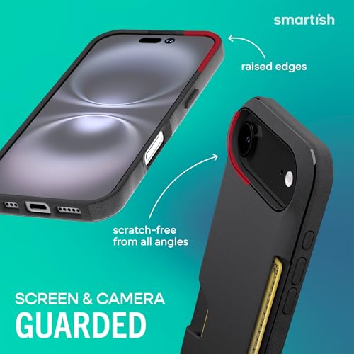 Image of Smartish iPhone Air Wallet Case + Screen Protector - [Slim + Protective] Phone Case Credit Card Holder + 2-Pack Tempered Glass Screen Protectors for Apple iPhone Air - Black Tie Affair