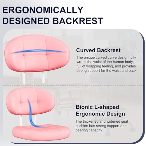 Image of Misolant Drafting Chair, Armless Tall Office Chair with Footrest Ring for Standing Desk, Small Faux Leather Executive Computer Chair with Adjustable Height for Bar Lab Counter Height Desk, Pink