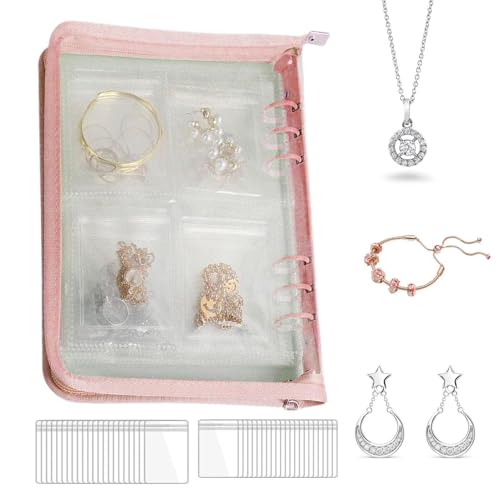 Estuche de joyería para viajes, organizador de joyas transparente | Organizador de pendientes con cremallera de gran capacidad,Organizador de joyas que ahorra espacio, joyero de viaje para collares