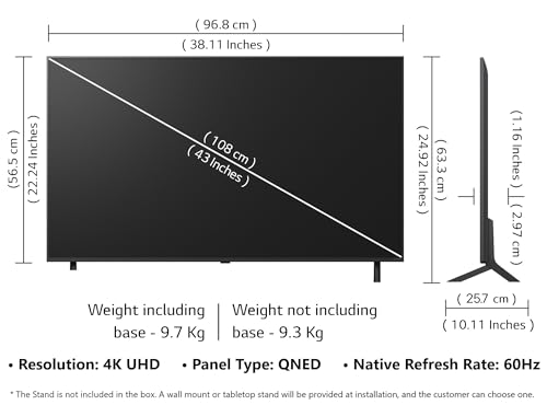 Image of LG 108 cm (43 Inches) QNED 8A AI Series 4K Ultra HD (3840 x 2160) Smart webOS QNED TV 43QNED8AA6A