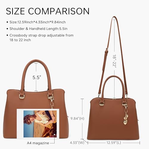 GEMIU Medium Shoulder Bags for Women Structured Top-Handle Purses Brown by GEMIU - Used condition - Image 3