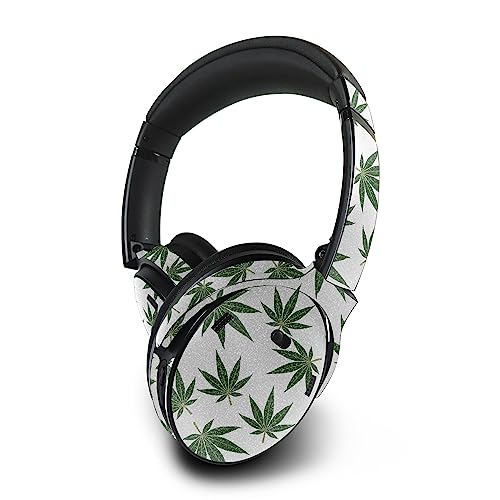 Image of MightySkins Glossy Glitter Skin Compatible with Bose QuietComfort 45 Headphones Pot Leaves Green | Protective, Durable High-Gloss Glitter Finish | Easy to Apply