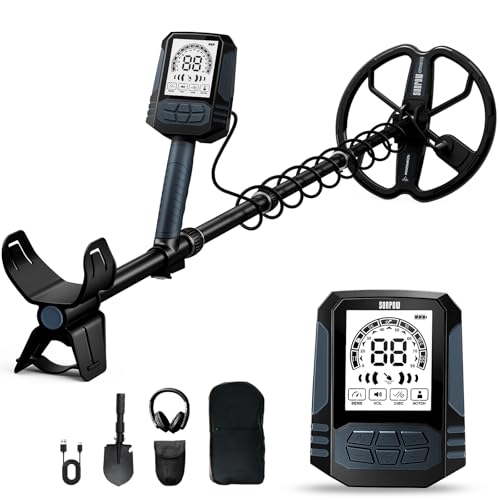 SUNPOW Wiederaufladbarer Metalldetektor für Erwachsene – 11\" Dual-D-Spule, 35h Lithium-Akku, 10 Empfindlichkeitsstufen, 4 Suchmodi, 7-Metall-ID, IP68 Wasserdicht, mit Schaufel, Rucksack & Kopfhörer SUNPOW Wiederaufladbarer Metalldetektor für Erwachsene – 11\" Dual-D-Spule, 35h Lithium-Akku, 10 Empfindlichkeitsstufen, 4 Suchmodi, 7-Metall-ID, IP68 Wasserdicht, mit Schaufel, Rucksack & Kopfhörer