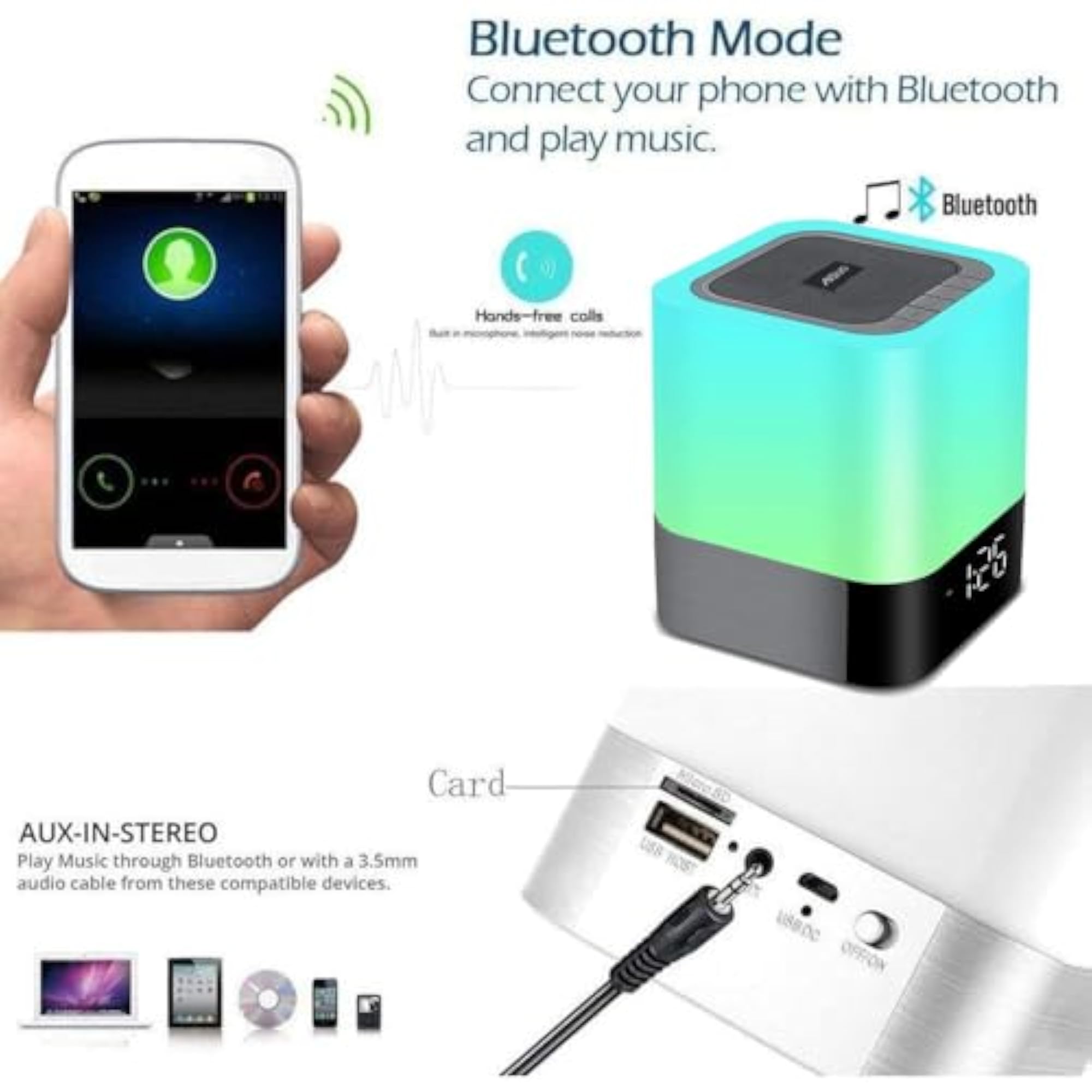 5 in 1 Bedside Lamp with Bluetooth Speaker