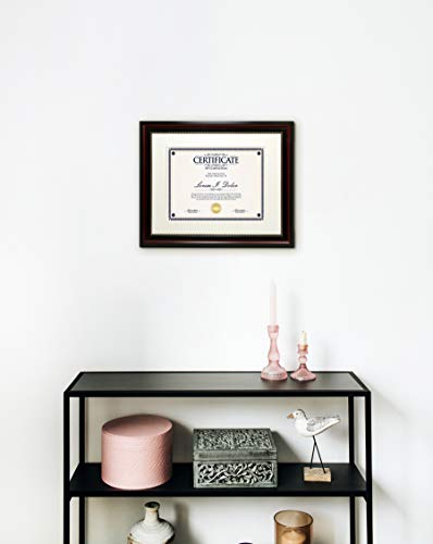 Kieragrace Lucy Document Frame, 11 By 14-Inch, Matted To 8.5 By 11-Inch, Dark Brown With Gold Beading #TOP6