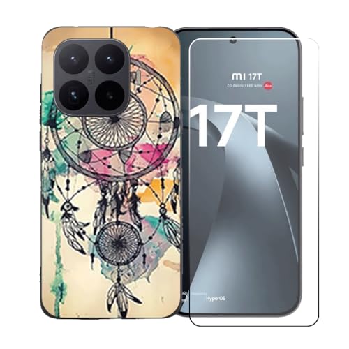 LCEHTOGYE �K�p Xiaomi 17T +�����K���X�X�N���[���v���e�N�^�[�p�P�[�X�A�K�p Xiaomi 17T (6.59")�ƌ݊����̂���u���b�N�\�t�gTPU�V���R���Q���P�[�X�ی�J�o�[ LLM10