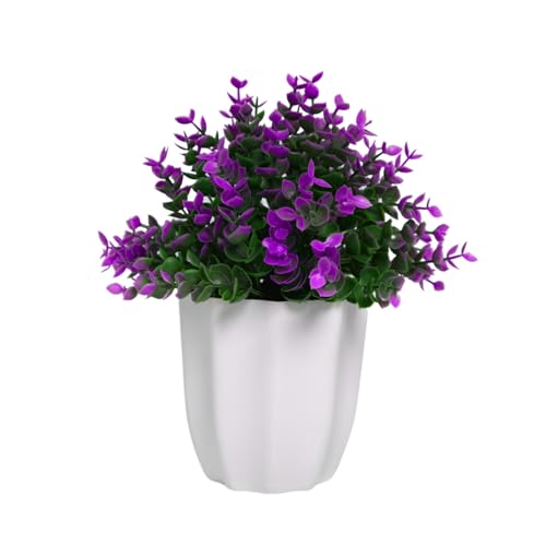 Image of fancymart Artificial Plant Hackleberry Purple Bunch in Pot - 22 cm Height, Perfect for Tabletop Decoration | Ideal for Home & Office Decor